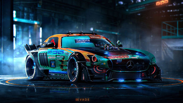 Обои на рабочий стол Тюнингованный Mercedes-Benz SLS AMG