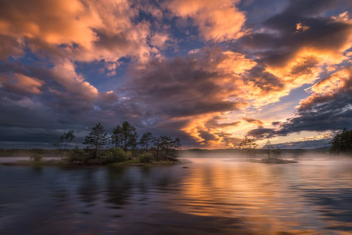 Обои на рабочий стол Лето на озере Ringerike, Norway / Ringerike, Норвегия, фотограф Ole Henrik Skjelstad