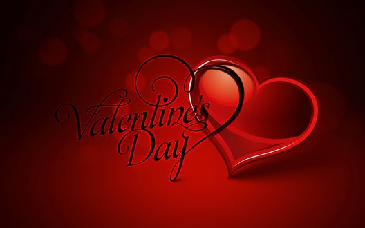 Обои на рабочий стол Сердечко на красном фоне с бликами (Valentines Day / День святого Валентина)