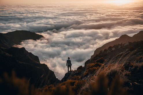 Обои на рабочий стол Парень любуется облаками, фотограф Johannes Hulsch