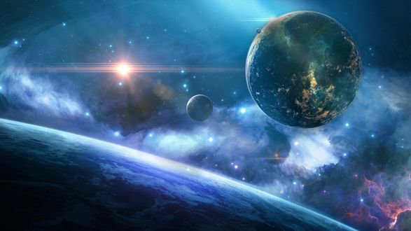 Обои на рабочий стол Планеты в космическом пространстве
