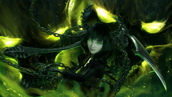 Обои на рабочий стол Мастер Смерти / Dead Master из аниме Стрелок с черной скалы / Black Rock Shooter, by Wen-JR