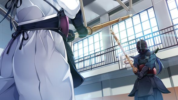 Обои на рабочий стол Персонажи из аниме Grisaia phantom trigger на тренировке по кэндо