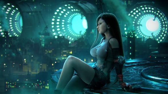 Обои на рабочий стол Tifa Lockhart / Тифа Локхарт из аниме и игры Final Fantasy VII: Advent Children / Последняя фантазия VII: Дети пришествия, by Wen-JR