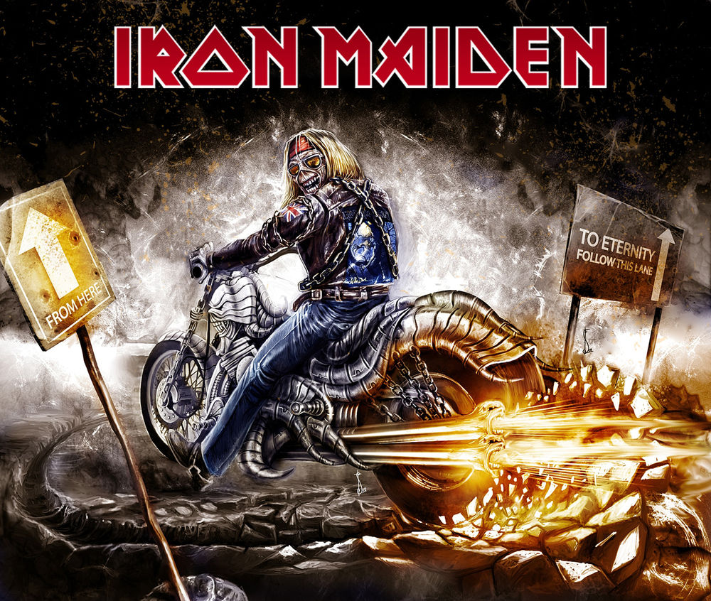 Обои для рабочего стола Обои группы Iron Maiden / Эдди на мотоцикле