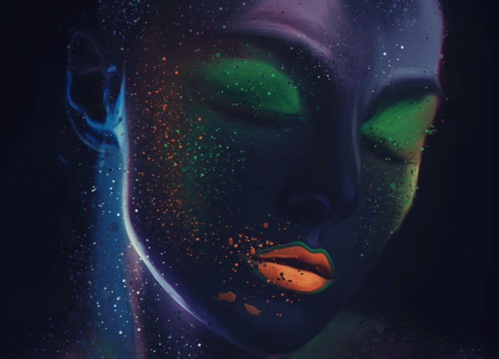 Обои для рабочего стола Портрет девушки с яркими губами, by Andy Koprek