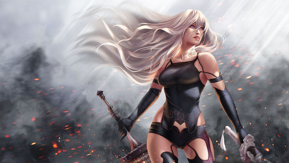 Обои для рабочего стола YoRHa №2 тип A из игры NieR: Automata, by Prywinko