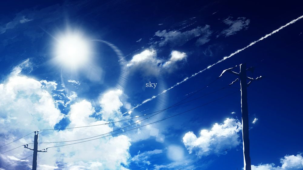 Обои для рабочего стола Облачное небо над линиями передач, by Y_Y