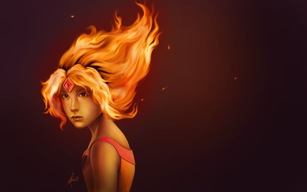 Обои для рабочего стола Flame Princess / Огненная Принцесса из мультфильма Adventure Time / Время приключений, by KirstyCarter