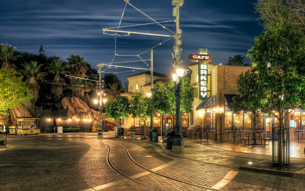Обои для рабочего стола Ночной вид улицы на окраине Anaheim, USA / Анахайма, США, by Justin Brown