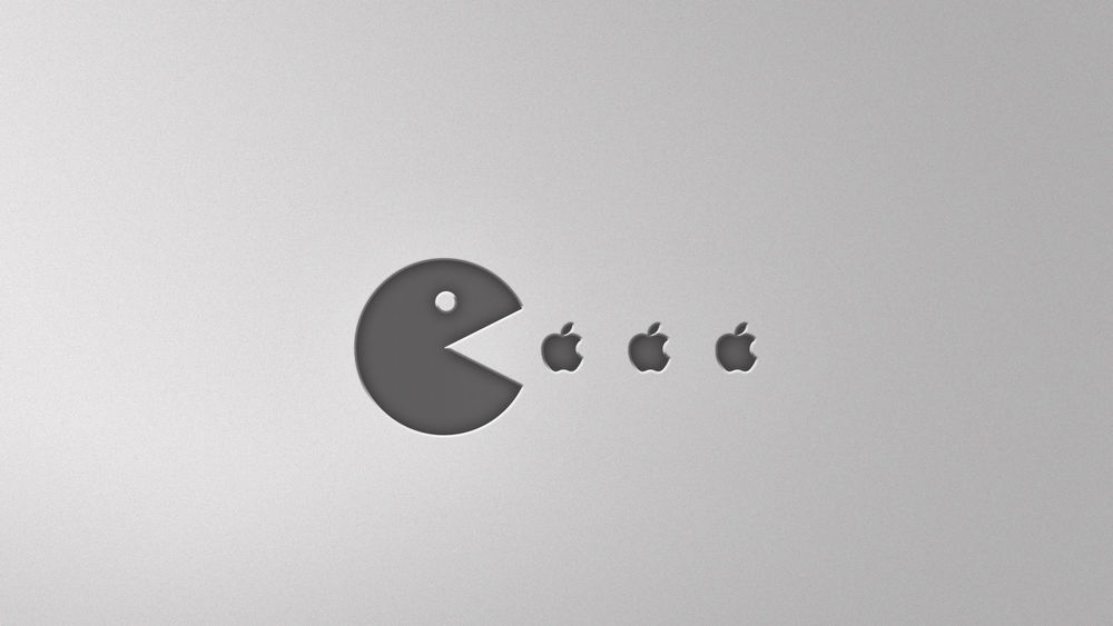 Обои для рабочего стола Pacman гоняется за Apple