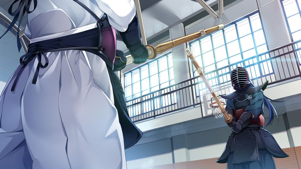 Обои для рабочего стола Персонажи из аниме Grisaia phantom trigger на тренировке по кэндо