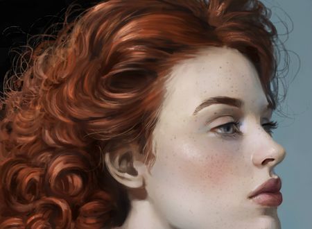 Обои на рабочий стол Девушка с вьющимися волосами, by JuneJenssen