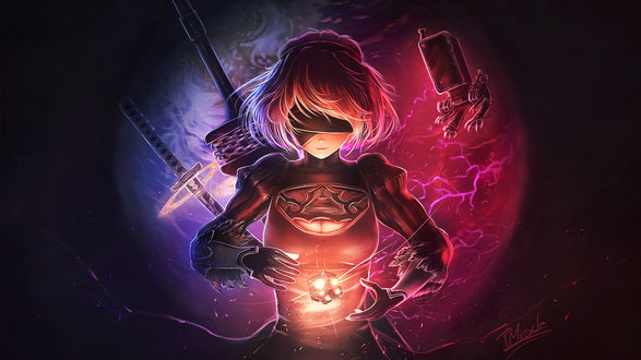 Обои на рабочий стол YoRHa №2 тип B из игры NieR: Automata, by TMiracle