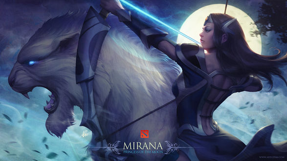 Обои на рабочий стол Mirana: Princess of The Moon / Мирана: Принцесса Луны, из игры DOTA 2, by Artgerm
