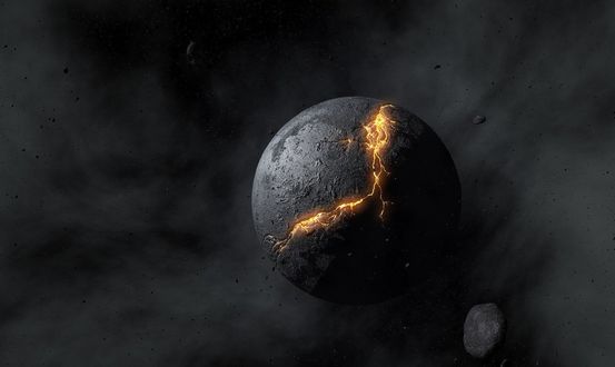 Обои на рабочий стол Мертвая планета в космической туманности