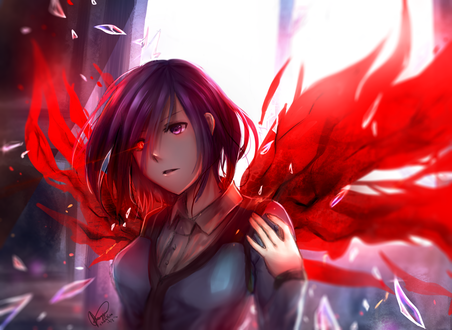 Обои на рабочий стол Touka Kirishima / Тока Кирисима из аниме Tokyo Ghoul / Токийский Гуль, by chalollita