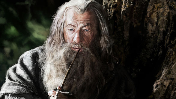 Обои на рабочий стол Ian McKellen / Иэн Маккеллен в образе Гэндальфа / Gandalf, фильм Хоббит / The Hobbit