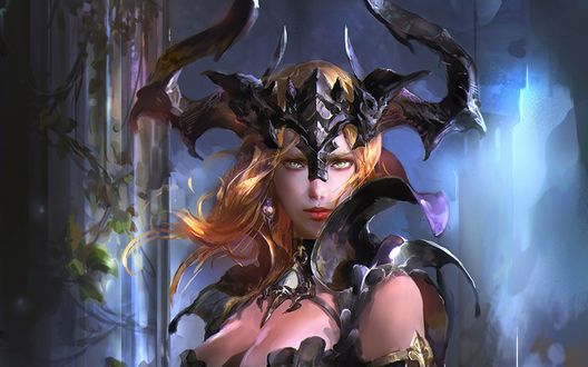 Обои на рабочий стол Портрет девушки-Demon / Демоницы, by Yuxiang Chen