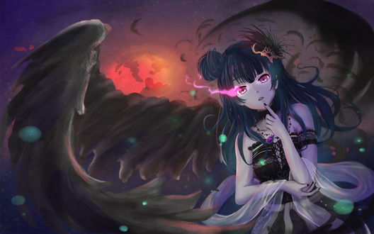 Обои на рабочий стол Ёсико Цусима / Tsushima Yoshiko из аниме Живая любовь! Сияние / Love Live! Sunshine! в образе падшего ангела