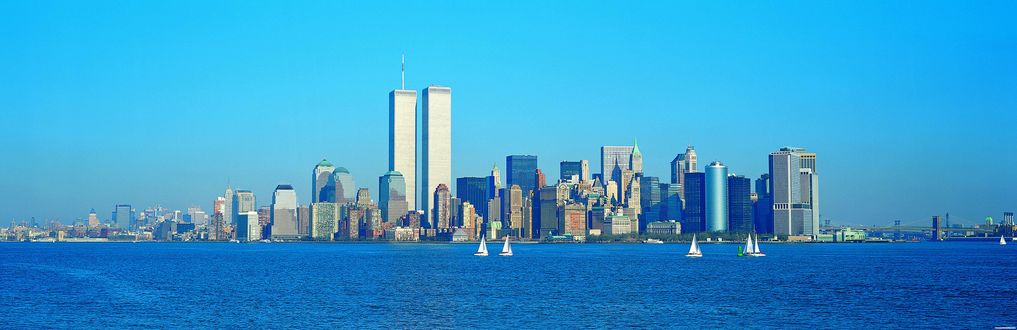 Обои на рабочий стол Панорама Нью-Йорк / New York, США / USA до 2001 года