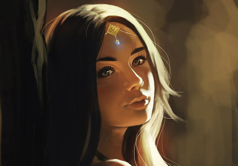Обои на рабочий стол Портрет девушки с украшением на голове, by Sayuki-hime