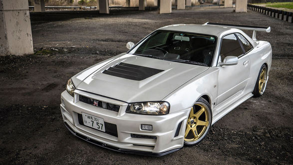 Обои на рабочий стол Nissan skyline r34 на стоянке