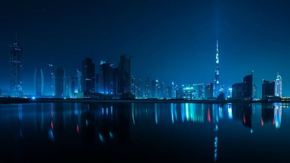 Обои на рабочий стол Город Дубай / Dubai ночью, ОАЭ