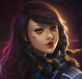 Обои на рабочий стол Pharah, Fareeha Amari / Фарра, Фария Амари, из игры Overwatch / Дозор, by TinyTruc