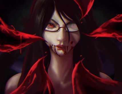 Обои на рабочий стол Rize Kamishiro / Ризэ Камиширо из аниме Tokyo Ghoul / Токийский монстр, by Phantomsauc
