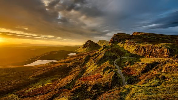 Обои на рабочий стол Живописный пейзаж природы Scotland / Шотландии на закате дня, by 12019