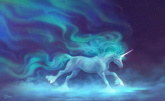 Обои на рабочий стол Xmas Unicorn / Рождественский единорог, by o0dzaka0o