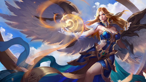 Обои на рабочий стол Lauriel-маг и хранитель храма света, арт к игре Arena of Valor / Арена Доблести, by hinhnendt