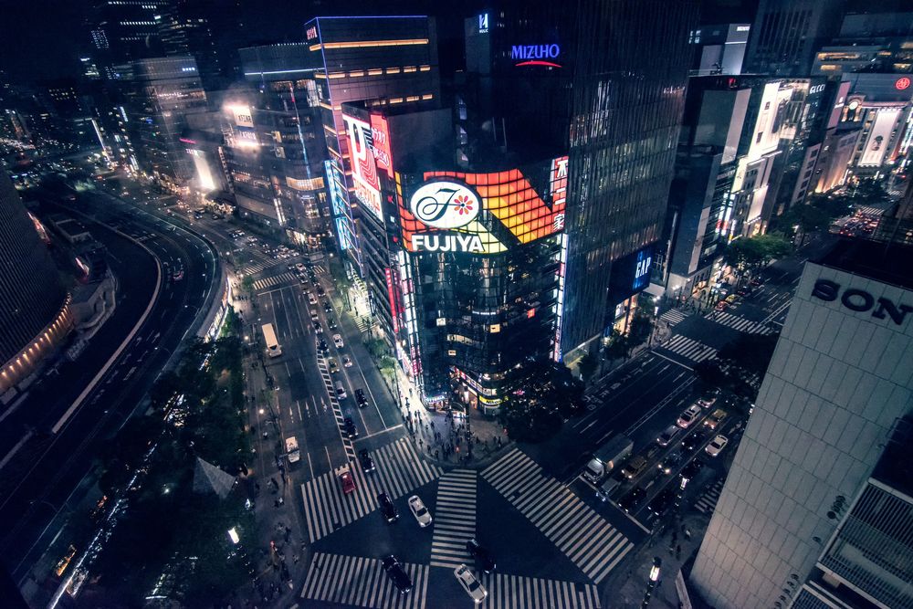 Обои для рабочего стола Огни ночного Токио / Tokyo, автострада вид сверху, Япония / Japan