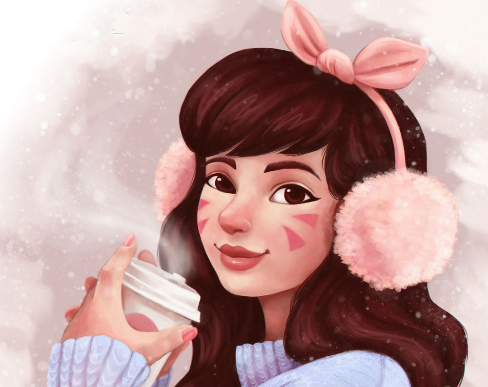 Обои для рабочего стола D. Va с бантом на голове, by erikathegoober
