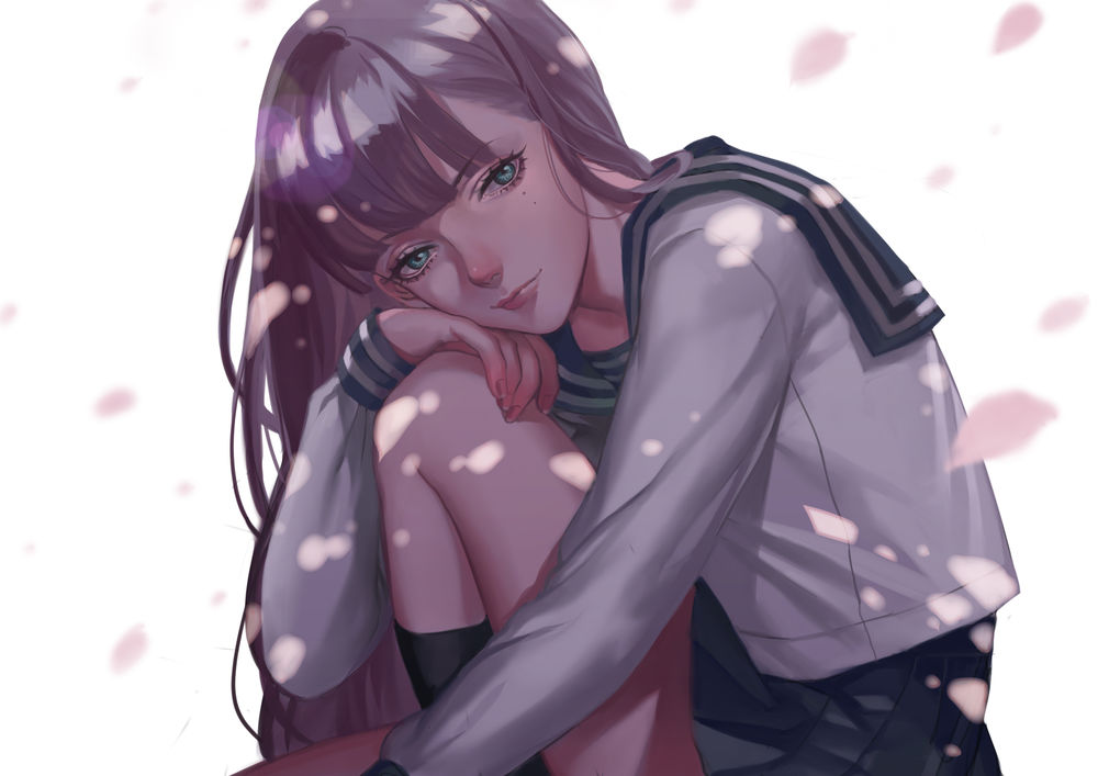 Обои для рабочего стола Длинноволосая девушка в школьной форме, by hiruna454
