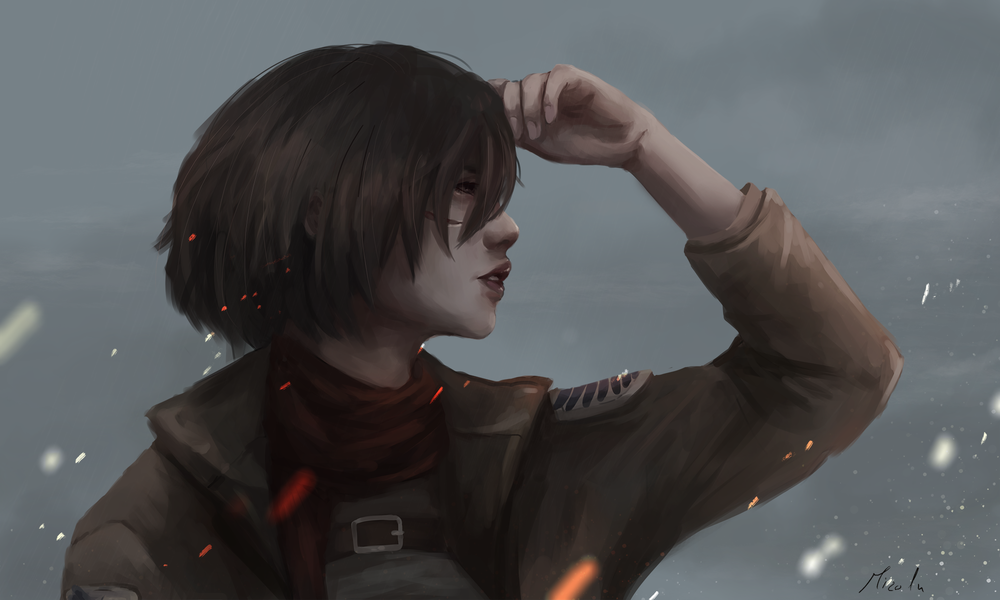 Обои для рабочего стола Mikasa Ackerman / Микаса Аккерман из аниме Атака Титана / Attack on Titan / Shingeki no Kyojin