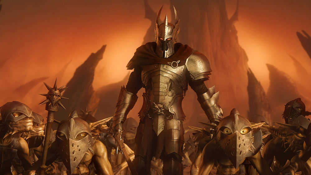 Обои для рабочего стола Темный властелин с армией своих приспешников из игры Overlord