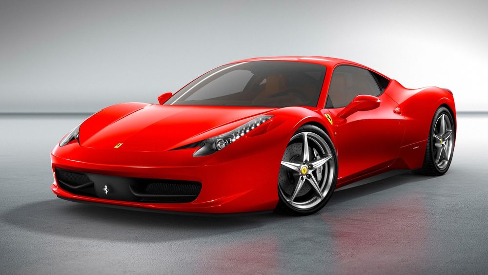 Обои для рабочего стола Автомобиль Ferrari красного цвета