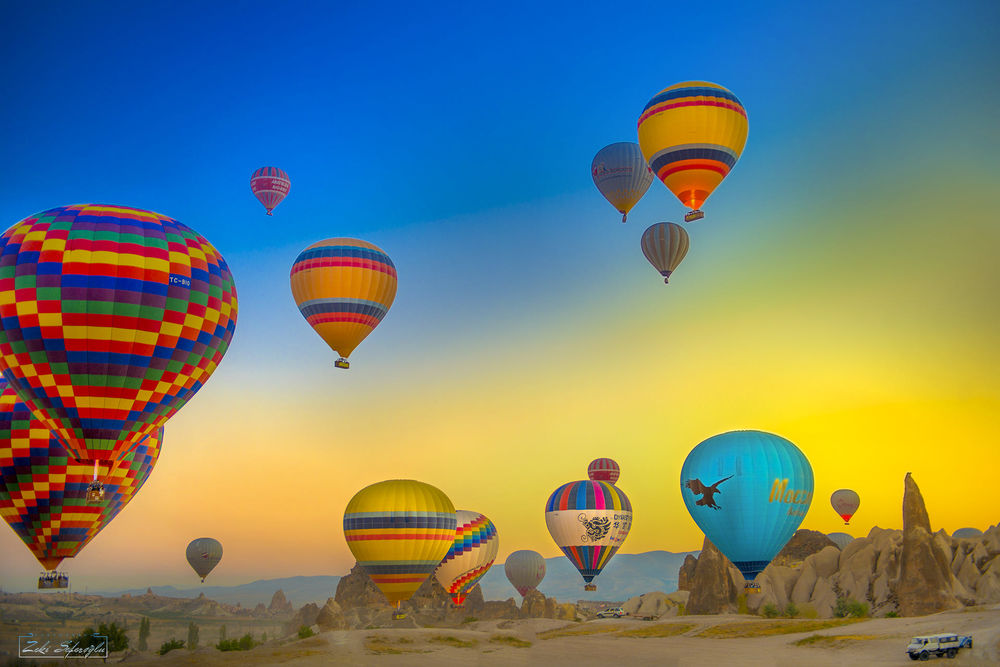 Обои для рабочего стола Воздушные шары в небе, Турция, by Zeki Seferoglu