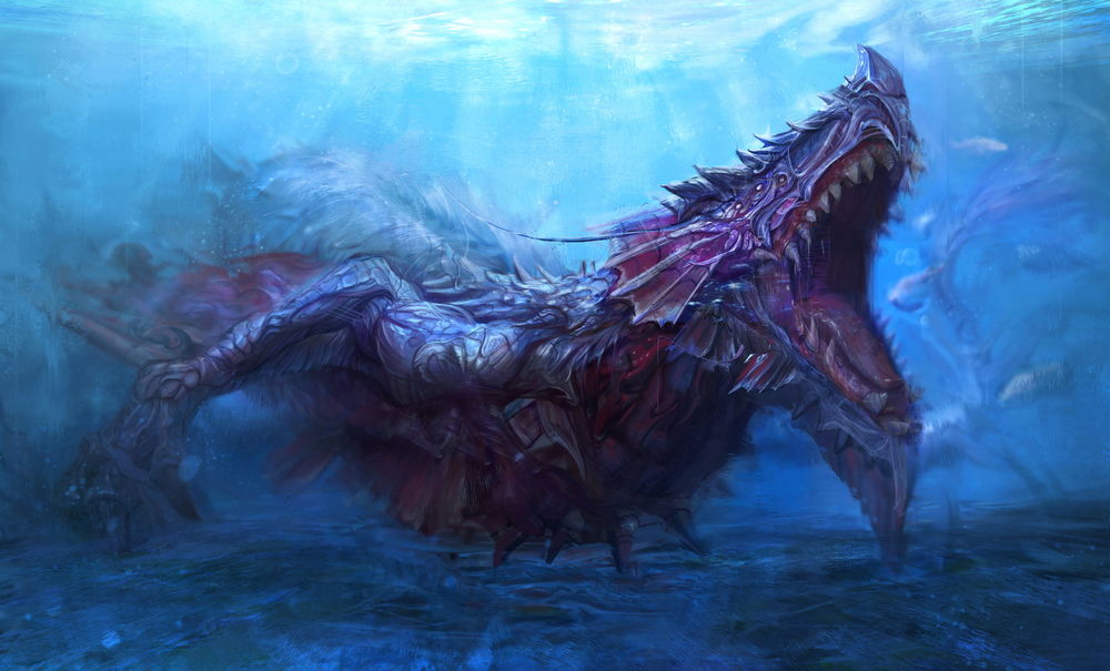 Обои для рабочего стола Дракон-Underwater King / Подводный Король, by trungtinart