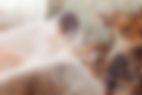 Обои для рабочего стола Девушка в белом нижнем белье с белой вуалью на голове лежит в ванне, by Husky