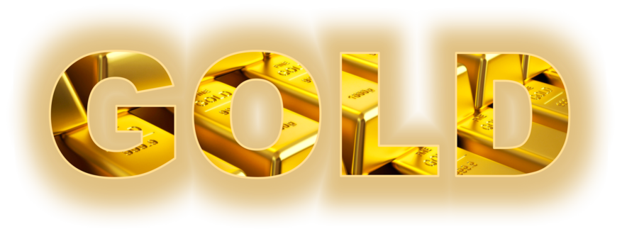 Обои на рабочий стол Составленное из золотых слитков слово GOLD / ЗОЛОТО, на размытом фоне, by Greg Reese