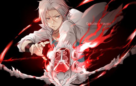 Обои на рабочий стол Гокудера Хаято / Hayato Gokudera использует магию огня из аниме Репетитор-киллер Реборн! / Katekyo Hitman Reborn!