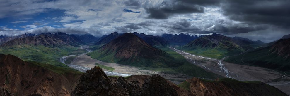 Обои на рабочий стол Панорамный вид на национальный парк Denali, Alaska, USA / Денали, Аляска, США, by skeeze