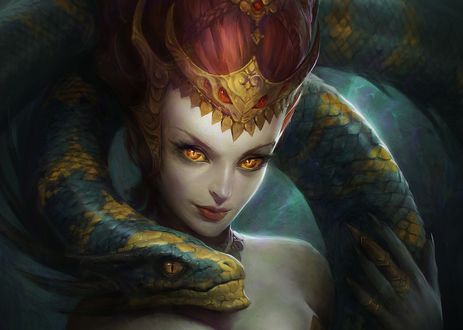 Обои на рабочий стол Lady And Snake / Леди и змея, by Daniil Kozlovsky