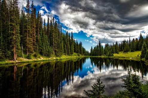 Обои на рабочий стол Пейзаж природы у берега озера Erie, Colorado, USA / Эри, Колорадо, США, by 12019