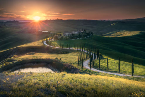 Обои на рабочий стол Рассвет вTuscany / Тоскане, фотограф Д°lhan Eroglu