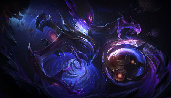 Обои на рабочий стол Dark Star Orianna / Темная Звезда Орианна, арт к игре League of Legends / Лига Легенд, by Jem Flores
