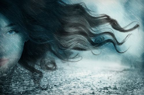 Обои на рабочий стол Портрет девушки на фоне дождя, by Anja Osenberg